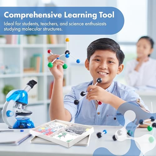 Old Nobby Chemistry Model Kit - 115 Piece Molecular Model Set includes Atoms, Bonds, Instructional Guide - STEM Science Tool for Students, Organic Chemistry, Molecular Learning - Colorful Models