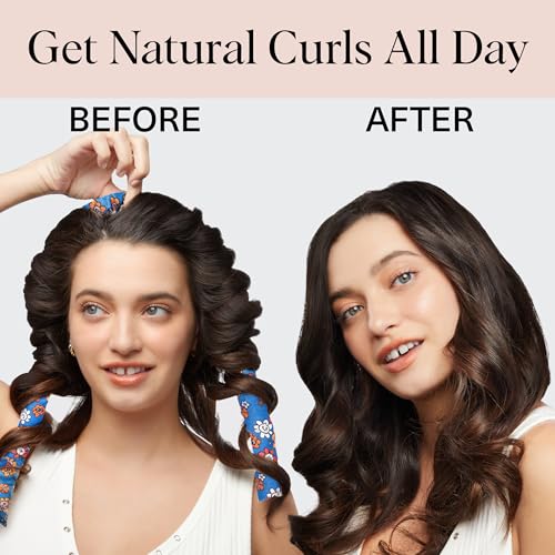 BT21 x Kitsch Satin Heatless Hair Curler Set - Heatless Curls Overnight, Hair Rollers for Soft Curls & Frizz-Free Styling, No Heat Curlers To Sleep in, Curling Rod Headband for Overnight Curl - BT21