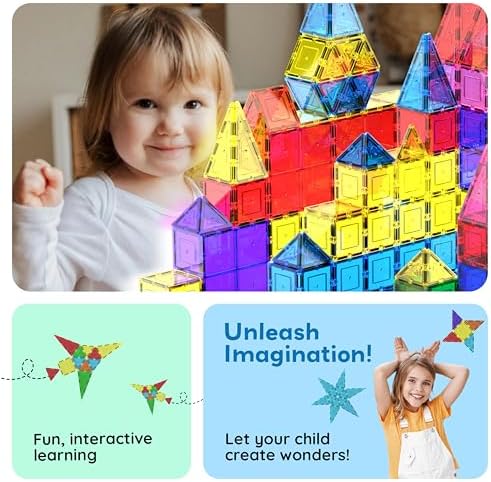 PicassoTiles 100 Piece Set 100pcs Magnet Building Tiles Clear Magnetic 3D Blocks Construction Playboards, Creativity Beyond Imagination, Inspirational, Recreational, Educational Conventional