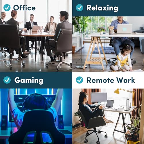 Lifelong Office Chair Dual Wheels Replacement Rubber 2 Inch Chair Casters for Hardwood Floors and Carpet, Set of 5, Heavy Duty Casters for Chairs to Replace Office Chair Mats - Fits 98%