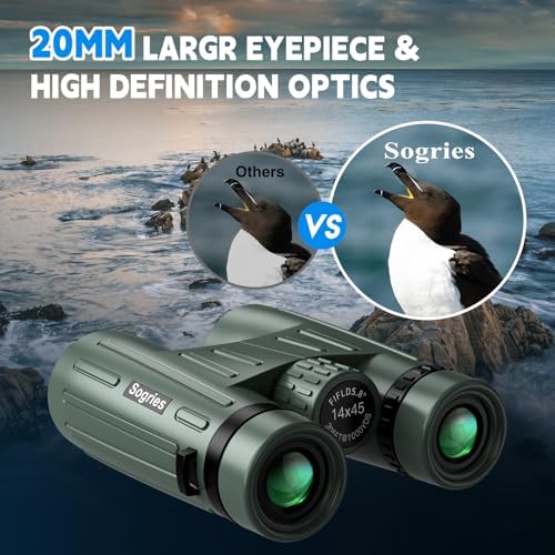 14x45 Binoculars for Adults High Powered,Professional HD Binoculars for Bird Watching,Hunting,with Aluminum Alloy Phone Adapter,Tripod,Waterproof & Fog Proof,Large View for Travel,Hiking,Concert