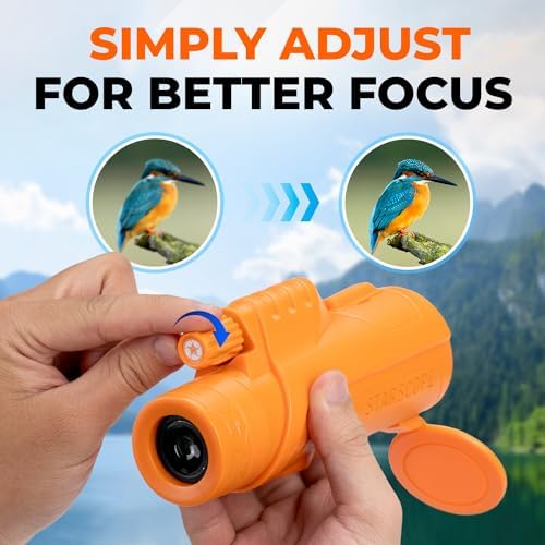 Starscope 10x42 Monocular for Adults - High Power HD Mini Telescope Monoculars Birdwatching Hunting Hiking Wildlife Viewing | BAK4 Prism Scope, FMC Lens, Wide Field of View (Orange)