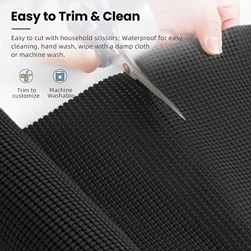 BAGAIL Drawer and Shelf Liner, 17.5 in X 20 Ft Non-Adhesive Shelf Liners for Kitchen Cabinets, Thick Strong Grip Liners for Desk, Shelves, Bathroom Drawers, Cabinet Protection - Black