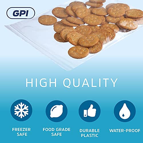 CLEAR PLASTIC RECLOSABLE ZIP BAGS - Bulk GPI Case Of 1000 8" x 10" 2 mil Thick Strong & Durable Poly Baggies With Resealable Zip Top Lock For Travel, Storage, Packaging & Shipping.