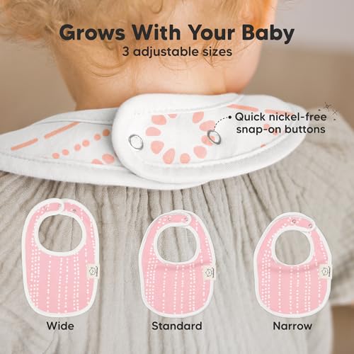 8-Pack Organic Baby Bibs for Boys, Girls - Soft Cotton Drooling and Teething Bibs for Baby Girl & Boy, Extra Absorbent, Easy To Clean & Put On for Toddler, Newborn, Infant 0-24 Months (Sweet Charm)