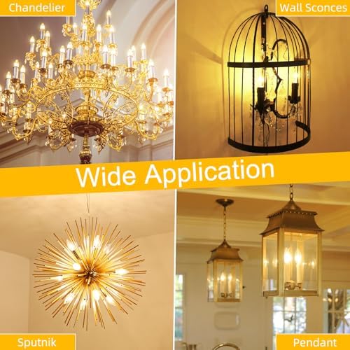 E12 Candelabra Bulb 40 watt Equivalent, E12 LED Bulb Dimmable Chandelier Light Bulbs, B10 Candle Light Bulbs 2700K Soft White, 90+CRI, 400LM, Cear Glass, 12 Pack