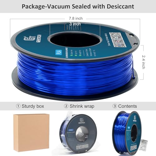 Geeetech Metal Shine Filament 1.75mm for 3D Printer, Silk PLA 1kg (2.2lbs) Spool, Metallic Royal Blue 3D Printing Filament, Dimensional Accuracy +/- 0.02 mm