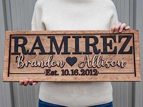 Bridal Shower Gift | Personalized Wedding Gift Last Name Established Sign | Anniversary | Engagement Gifts | Valentines Day Gift | Wood Wedding Sign | Name Heart Sign | Couples Gift