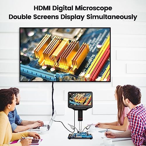 Andonstar AD407 Pro 3D HDMI Soldering Digital Microscope with Pro Metal Stand 4MP UHD and 7 inch Adjustable LCD Screen USB Video Microscopes for Phone Repairing SMT SMD DIY