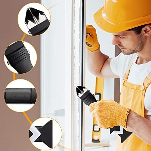 Saker Silicone Caulking Tools-3 in 1 Sealant Finishing Tool Grout Remove Scraper Caulk Remover Glass Glue Angle Scraper for Bathroom,Kitchen,Floor,Window,Sink Joint,Frames Seal (Black Blue)