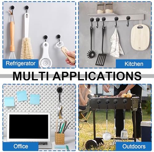 E BAVITE Swivel Swing Black Magnetic Hooks,30LBS Powerful Strong Neodymium Rare Earth Magnet Hook. Perfect for Refrigerator, Kitchen and Other Surfaces, Pack of 50