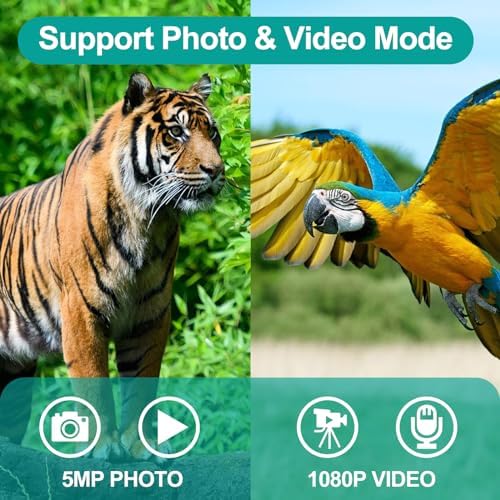 ZZSTAR 12x32 Binoculars for Adults, Large View, Portable High Powered Binoculars with Camera, FMC & BAK4 Prism Lens, 2" LCD Display 5MP 1080P Video Photo Recorder for Bird Watching Sport, Silver