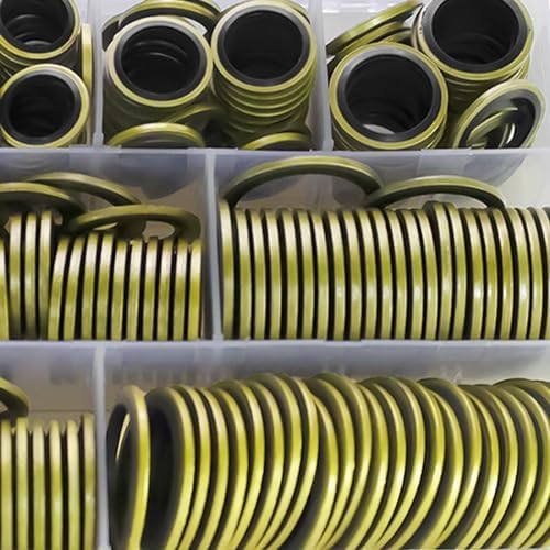 378 Pcs NBR Metal Bonded Sealing Washer Assortment Kit M6 M8 M10 M12 M14 M16 M18 M20 M22 M24 M27 M30 Automotive Self-Centred Seal Gasket Repair Set