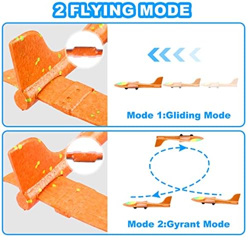 Fuwidvia 3 Pack Airplane Launcher Toys, 13.2'' LED Foam Glider Catapult Plane Toy for Boys, 2 Flight Modes Outdoor Flying Toys Birthday Gifts for Boys Girls 4 5 6 7 8 9 10 11 12 Year Old
