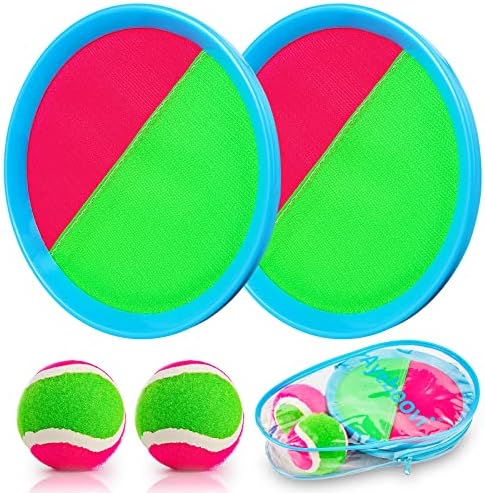 Ayeboovi Toss and Catch Paddle Ball Game Outdoor Beach Pool Sand Toys Outside Lawn Yard Games for 3 4 5 6 7 8 9 10 11 12 Year Olds Girls Boys Toys Birthday Gift (2 Paddles 2 Balls)