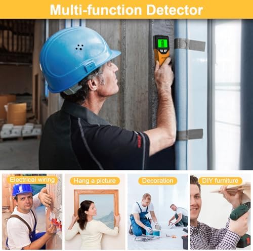 Stud Finder Wall Scanner - 5 in 1 Stud Finder Tool w/Microprocessor Chip and HD LCD Display, Stud Detector Beam Finders for the Center and Edge of Wood AC Wire Metal Studs Joist Pipe (Lemon)