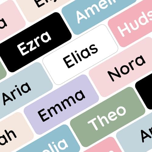 โ Personalized Name Labels for Kids (120) โ Waterproof & Durable Stickers for Clothing, School & Daycare Items - Solid Color