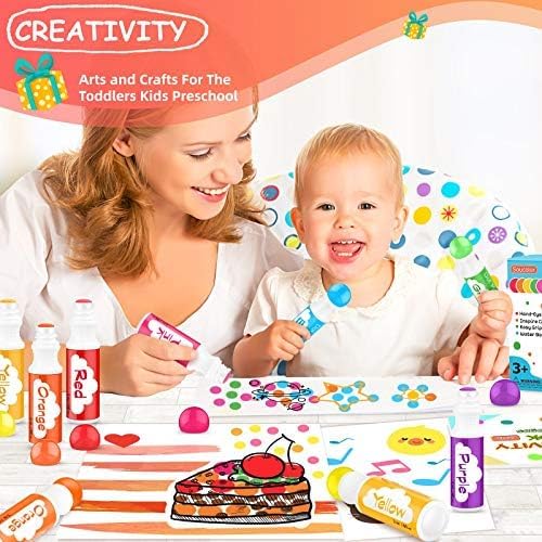 Dot Markers for Toddlers Kids Preschool, Bingo Daubers Washable Art Markers 8 Colors, Toddlers Arts and Crafts, Kids Art Supplies Dot Paint Craft Kit, Toddler Painting Supplies Drawing, 2PACK