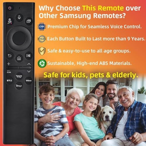 Replacement for Samsung TV Remote, for All 2019-2025 Samsung Remote Control for Smart TV with Voice Control. No Solarcell. 2-Year Warranty.