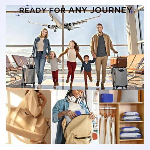 8 Set Compression Packing Cubes for Travel Essentials,Compressible Expandable Packing Cubes for Suitcase,OlarHike Luggage Organizer Bags for Travel,Handy Helper for Organizing Clothes(Klein Blue)