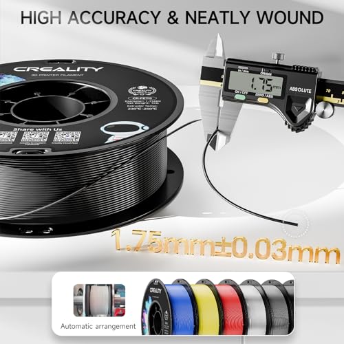 Official Creality PETG 3D Printer Filament 1.75mm 4KG (8.8lbs), High Precision, Strong Toughness, Odorless, Better Flow, Moistureproof 3D Printing CR PETG Filament, Black(4-Pack)