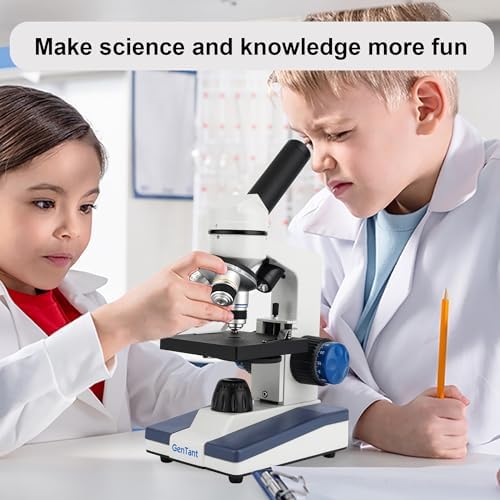 Microscope for Adults Kids Students, Compound Monocular Microscope 40X-2000X, Dual LED Illumination, Slides Set with Specimens, Phone Holder Adapter, School & Home Education