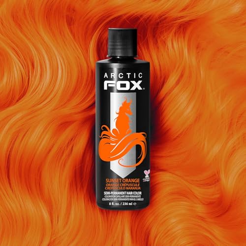 Arctic Fox Semi-Permanent Hair Dye, Vegan & Cruelty-Free, Ammonia-Free, Peroxide-Free, Conditioning Formula, Vibrant Sunset Orange, For All Hair Types, 8 Fl Oz (Pack of 2)
