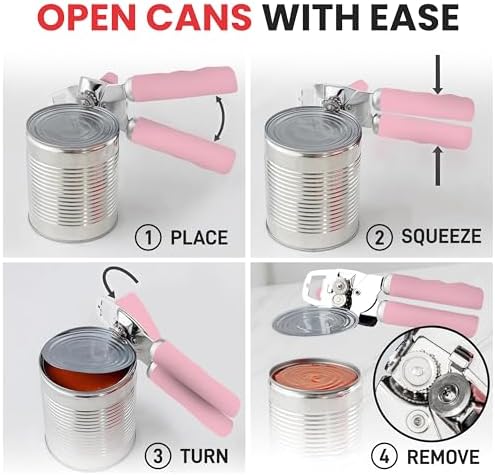 Zulay Kitchen Heavy Duty Stainless Steel Can Opener Manual with Bottle Opener - Rust Proof Manual Can Opener With Turn Knob & Soft Grip Handles