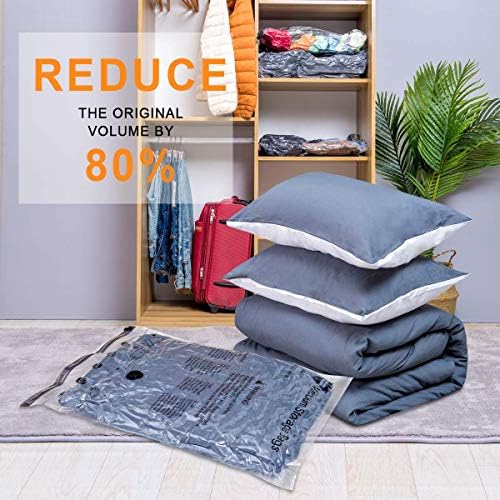12 Pack Vacuum Storage Bags (3 Jumbo, 3 Large, 3 Medium, 3 Small),Plastic Packaging Bags,Space Saver Sealer Compression Bags with Travel Hand Pump for Blankets, Comforters, Pillows, Clothes Storage