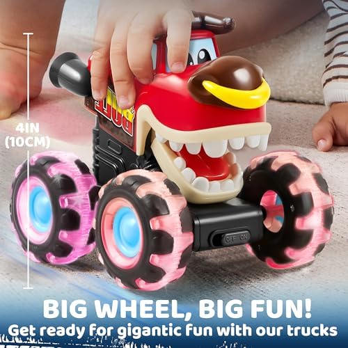JOYIN 3 Pack Monster Truck Toy - Motion Activated Light-Up Cars for Toddlers - Monster Treads Lightning Wheels - Baby Toy Present - Press & Go Cars for Boys Girls Birthday Gifts