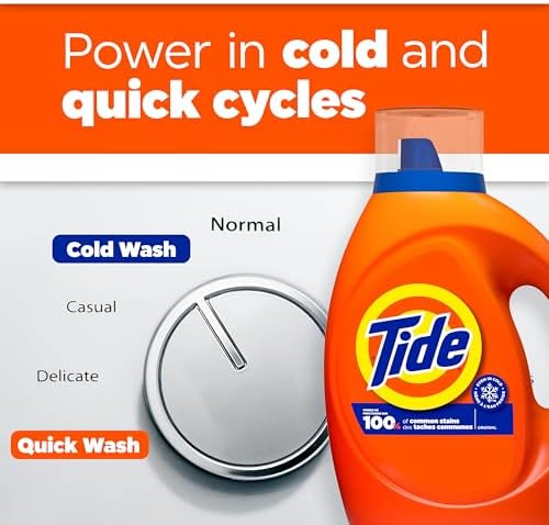 Tide Laundry Detergent Liquid, Original Scent, HE Compatible, 100 Loads, 132 fl oz, Tide Laundry Detergent, Liquid Laundry Detergent (Packaging May Vary)