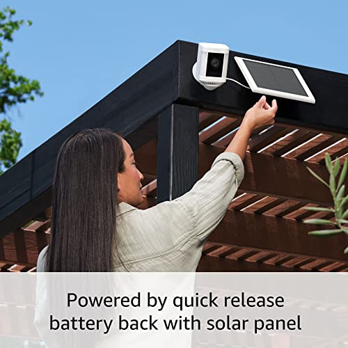 Like-New Ring Spotlight Cam Plus, Solar | Two-Way Talk, Color Night Vision, and Security Siren (2022 release) - White