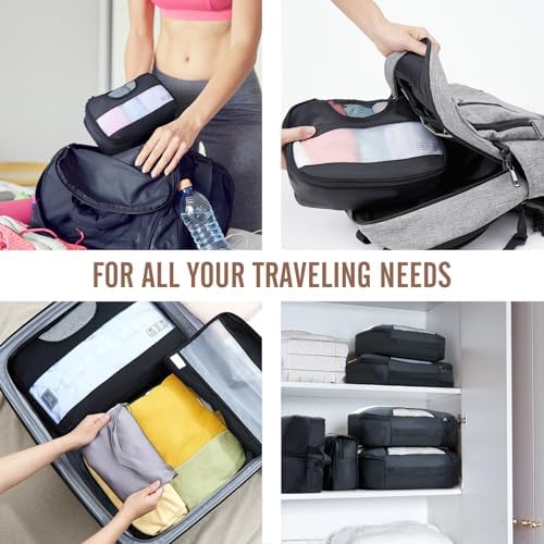 Veken 10 Set/8 Set Packing Cubes for Travel Essentials, Suitcase Organizer Bags in 4 Sizes, Carry-On Luggage Accessories with Large Laundry & Toiletry Bag, Must-Have for Airplane, Road Trip & Camping