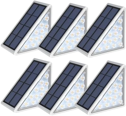 LED Solar Step Lights Waterproof Outdoor Stair Lights, Solar Deck Lights Outdoor Decor IP67 Solar Decoration Lights for Yard, Patio, Garden, Walkways, Front Door, Pathway, Driveway, Porch 6 Pack