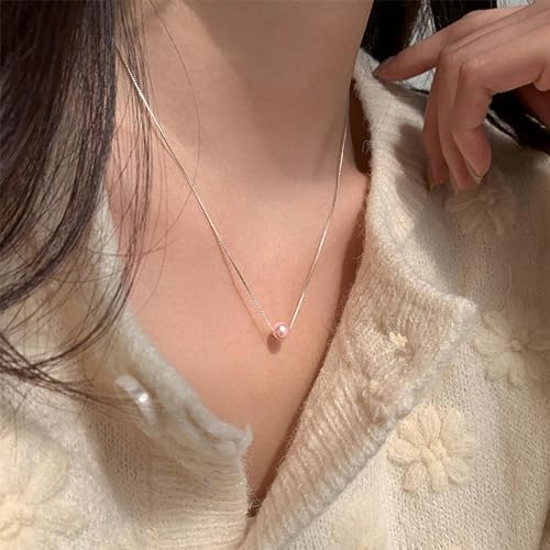 Sereney Birthday Gifts for Girls Women, Sterling Silver Pearl Necklace as 7 9 10 11 13 15 16 18 21 30 40 50 60 Year Old Birthday Gifts, Single Pearl Necklace as Bday Gifts for Friends