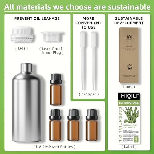 HIQILI 32 Fl Oz Lemongrass Essential Oil, 100% Pure Natural Undiluted Premium Oils