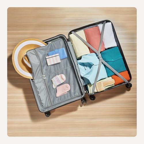 Amazon Basics 30" Hardside Large Checked Luggage, Hardshell Suitcase With Wheels, Expandable For Up to 15% More Space, With Scratch-Resistant Surface, Four Multi-directional Wheels, Rose Gold