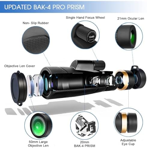 12x60 Monocular Telescope with Smartphone Holder & Upgraded Tripod, High Powered SMC & BAK4 Scope, Birthday Gifts for Men Dad Him Husband Teen, Gifts for Christmas, Outdoors Survival Hiking Gear