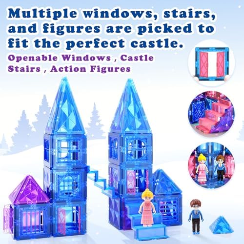 Diamond Magnetic Building Blocks - Princess Toys for 3-8 Year Old Girls & Boys - 3 4 5 6 Year Old Girl Birthday Xmas Present Preschool K12 Classroom Decor Classroom Must Haves School Supplies