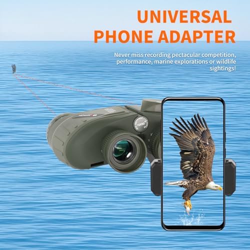 10X50 Marine Binoculars with Rangefinder Compass,Phone Adapter,Strap,BAK4 Lens,Shockproof Military Tacticle IPX7 Floating Waterproof Binocular for Adults Sailing Boating Hunting Birdwatching