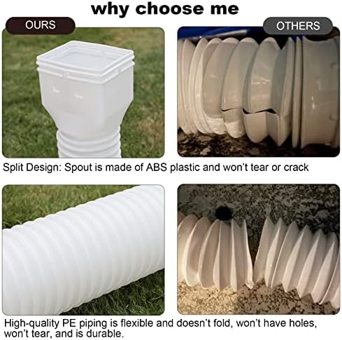 White-2pack Rain Gutter Downspout Extensions Flexible, Drain Downspout Extender,Down Spout Drain Extender, Gutter Connector Rainwater Drainage,Extendable from 21 to 68 Inches