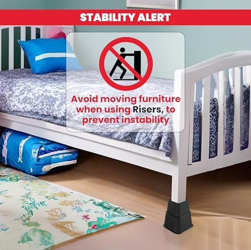 Utopia Bedding - Adjustable Bed Risers 3, 5, 8 Inch – Heavy Duty Furniture Riser Set of 4 for Beds, Couch & Desk – Under Bed Storage & Dorm Room Essential – Supports Up to 1,300 lbs – Black
