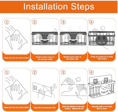 Sponge Holder Smiley Face,Sink Caddy,Sink Organizer with 2 Suction Cups/1 Adhesive Strips,Designed for Sponge,Soap,Dish Brush,Scrubber - Green