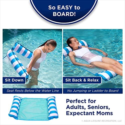 Aqua 4-in-1 Monterey Hammock Pool Float & Water Hammocks, 1-2-3-4 Multipacks – Multiple Colors/Styles – for Adults and Kids Floating