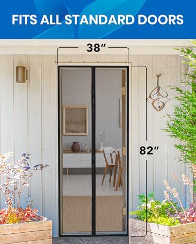 Upgraded Magnetic Screen Door - Bugs Out, Breeze in - 9min Install Auto-Sealing Heavy Duty Double Stitched Mesh, 52 Magnets, Hands Free Patio Door Net, Pet & Kid Friendly, 38 x 82 Inch, Flux Phenom