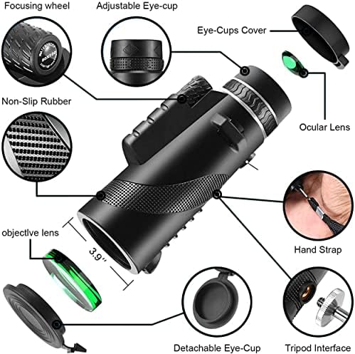 80x100 Monocular-Telescope High Powered for Smartphone Monoculars for Adults High Definition for Stargazing Hunting Wildlife Bird Watching Travel Camping Hiking
