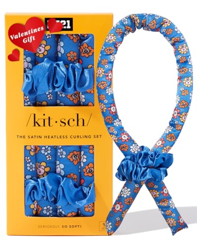 BT21 x Kitsch Satin Heatless Hair Curler Set - Heatless Curls Overnight, Hair Rollers for Soft Curls & Frizz-Free Styling, No Heat Curlers To Sleep in, Curling Rod Headband for Overnight Curl - BT21