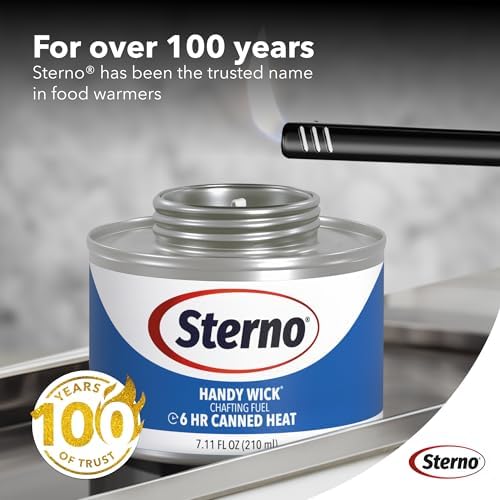 Sterno Fuel Cans - 6-Hour Burn, (6-Pack) Chafing Dish Fuel Can Burners for Food Warmer, Resealable Twist Chafer Fuel Canned Heat, Handy Wick
