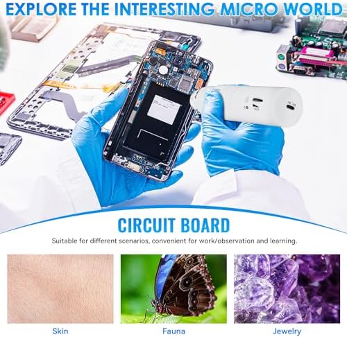 Wireless Digital Microscope, Skybasic 50X-1000X Magnification WiFi Pocket Handheld Microscopes with Stand HD USB Microscope Camera Compatible with iPhone Android iPad Windows Mac Computer (White)