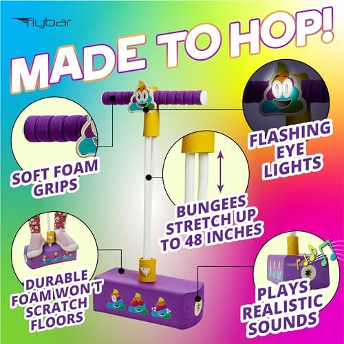 Flybar My First Foam Pogo Jumper for Kids Fun and Safe Pogo Stick for Toddlers, Durable Foam and Bungee Jumper for Ages 3 and up, Supports up to 250lbs